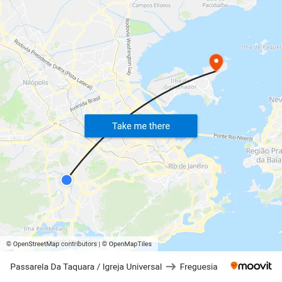 Passarela Da Taquara / Igreja Universal to Freguesia map