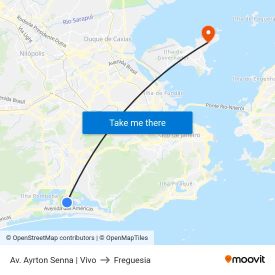 Av. Ayrton Senna | Vivo to Freguesia map