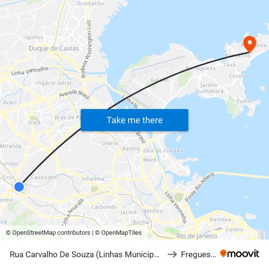 Rua Carvalho De Souza (Linhas Municipais) to Freguesia map