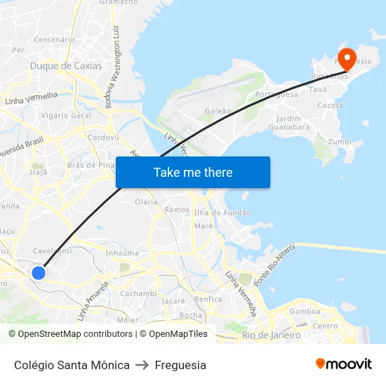 Colégio Santa Mônica to Freguesia map