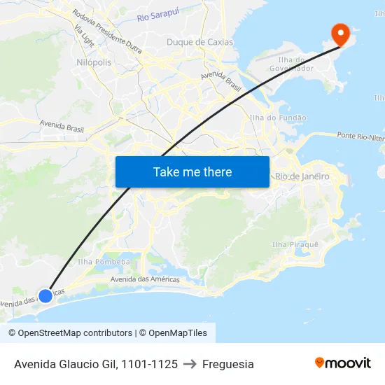 Avenida Glaucio Gil, 1101-1125 to Freguesia map