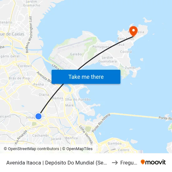 Avenida Itaoca | Depósito Do Mundial (Sentido Inhaúma) to Freguesia map