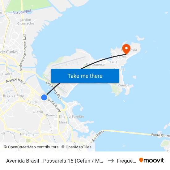 Avenida Brasil - Passarela 15 (Cefan / Mega Box) to Freguesia map