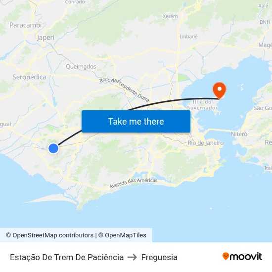 Estação De Trem De Paciência to Freguesia map