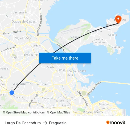 Largo De Cascadura to Freguesia map