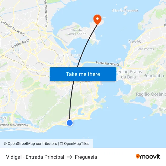 Vidigal - Entrada Principal to Freguesia map