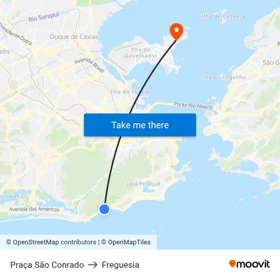 Praça São Conrado to Freguesia map