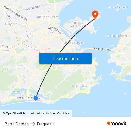 Barra Garden to Freguesia map