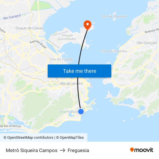 Metrô Siqueira Campos to Freguesia map