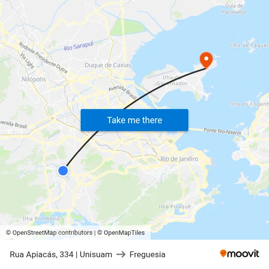 Rua Apiacás, 334 | Unisuam to Freguesia map