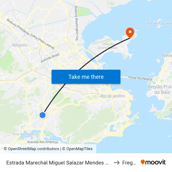 Estrada Marechal Miguel Salazar Mendes De Moraes, 1313-1343 to Freguesia map