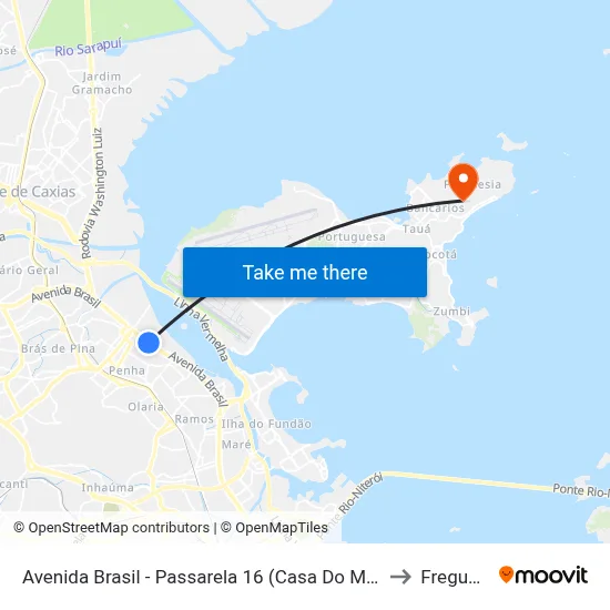 Avenida Brasil - Passarela 16 (Casa Do Marinheiro) to Freguesia map