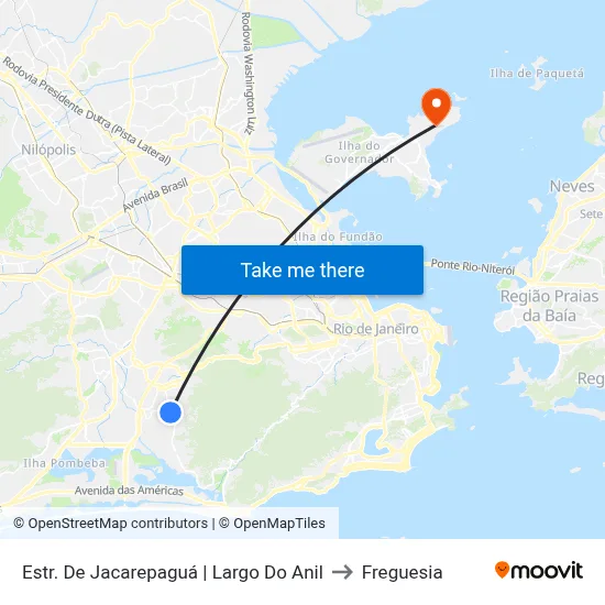 Estr. De Jacarepaguá | Largo Do Anil to Freguesia map