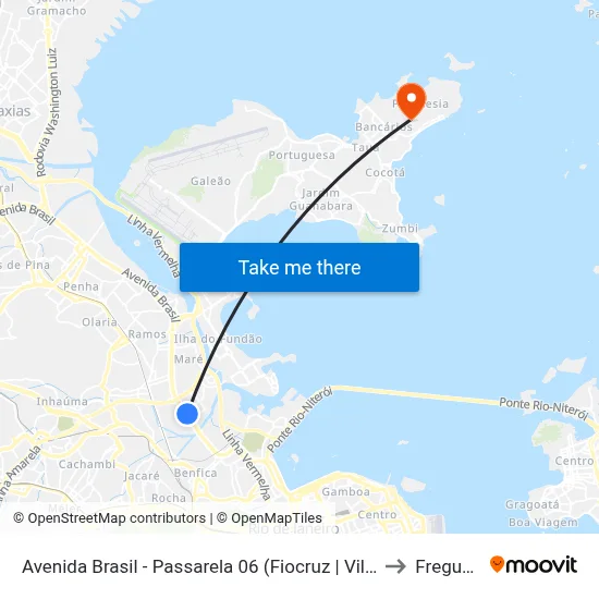 Avenida Brasil - Passarela 06 (Fiocruz | Vila Do João) to Freguesia map