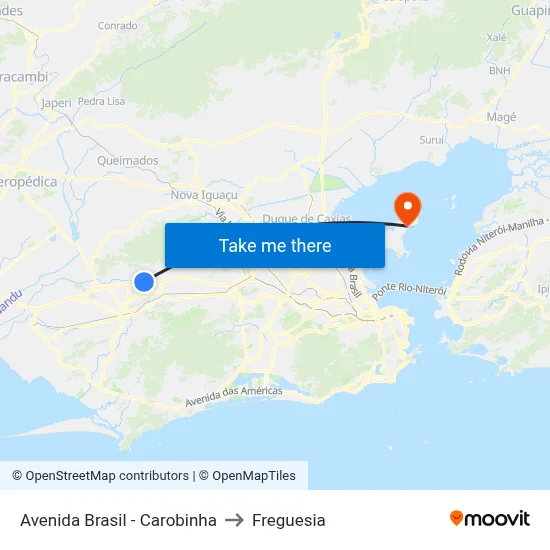 Avenida Brasil - Carobinha to Freguesia map