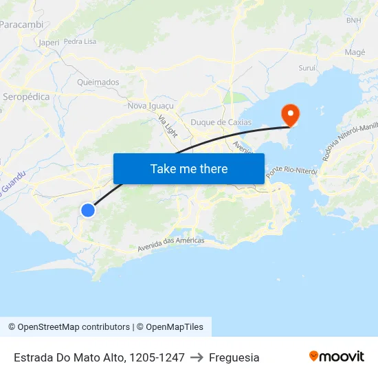 Estrada Do Mato Alto, 1205-1247 to Freguesia map