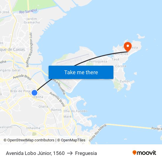 Avenida Lobo Júnior, 1560 to Freguesia map