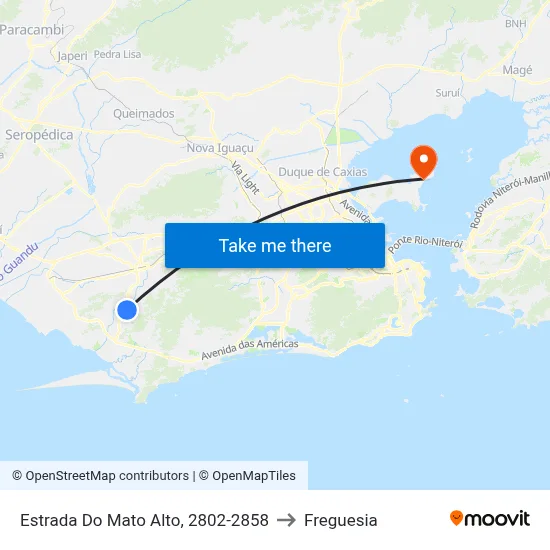 Estrada Do Mato Alto, 2802-2858 to Freguesia map