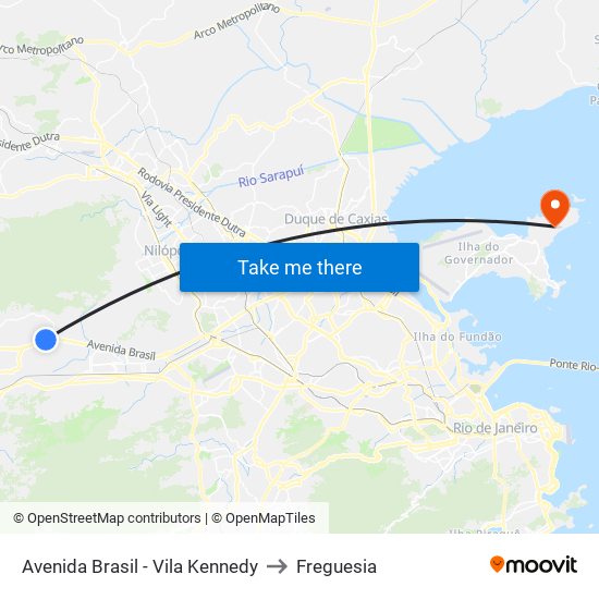 Avenida Brasil - Vila Kennedy to Freguesia map