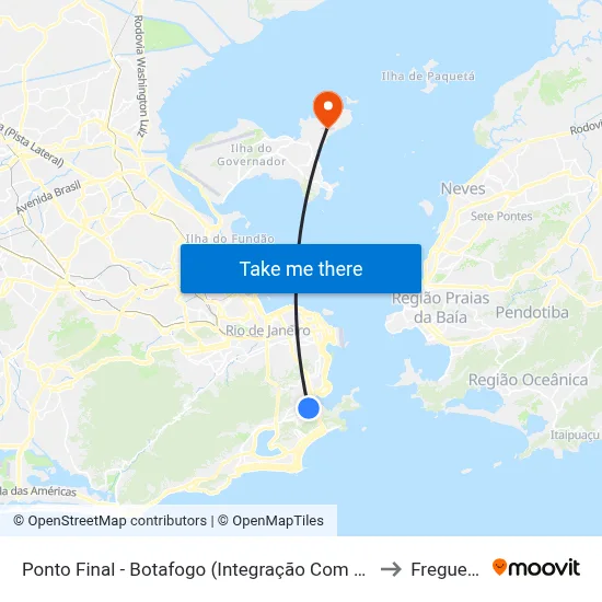 Ponto Final - Botafogo (Integração Com Metrô) to Freguesia map