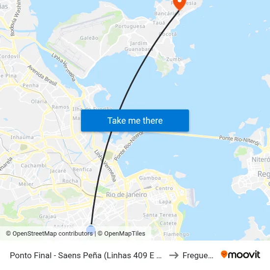Ponto Final - Saens Peña (Linhas 409 E 416) to Freguesia map