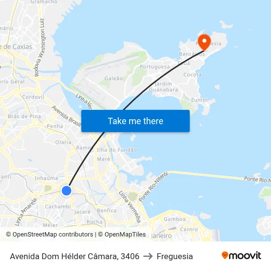 Avenida Dom Hélder Câmara, 3406 to Freguesia map