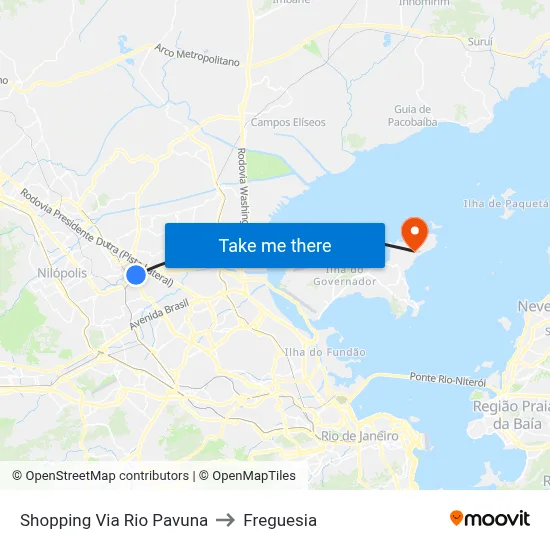 Shopping Via Rio Pavuna to Freguesia map