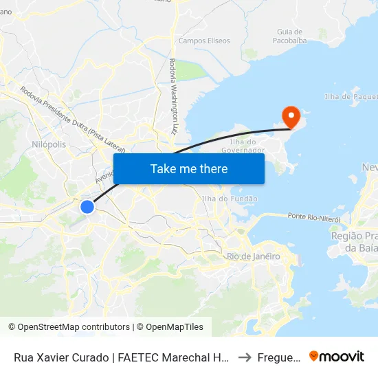 Rua Xavier Curado | FAETEC Marechal Hermes to Freguesia map