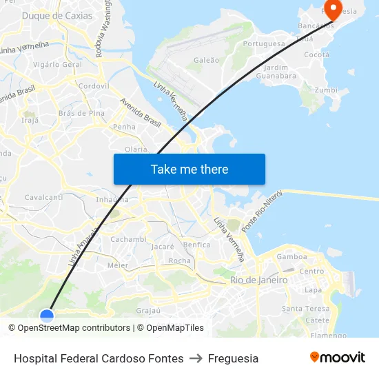 Hospital Federal Cardoso Fontes to Freguesia map