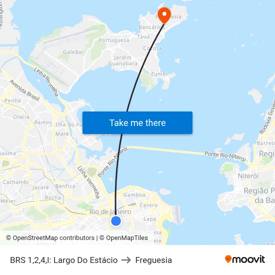 BRS 1,2,4,I: Largo Do Estácio to Freguesia map