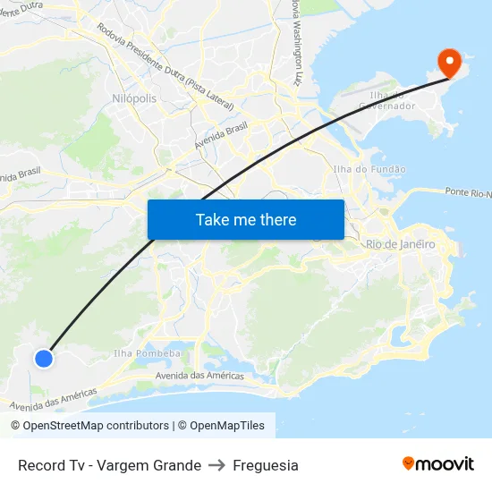 Record Tv - Vargem Grande to Freguesia map