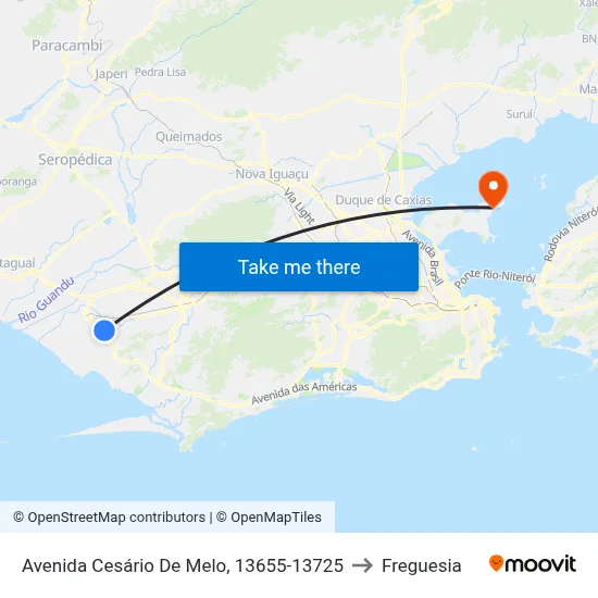 Avenida Cesário De Melo, 13655-13725 to Freguesia map