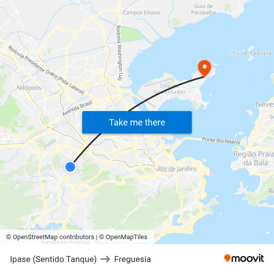 Ipase (Sentido Tanque) to Freguesia map
