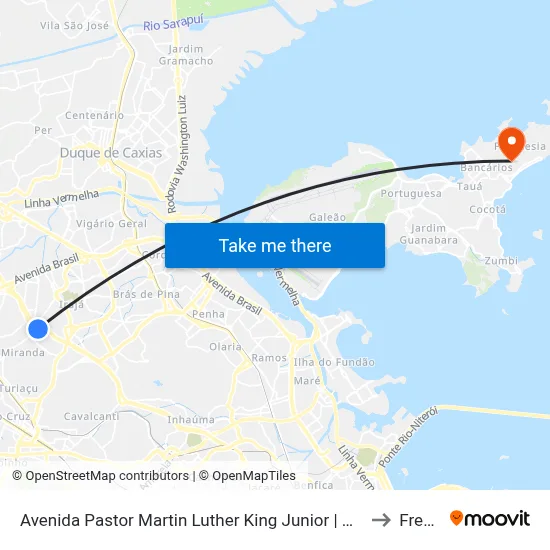 Avenida Pastor Martin Luther King Junior | Metrô Colégio (Sentido Del Castilho) to Freguesia map
