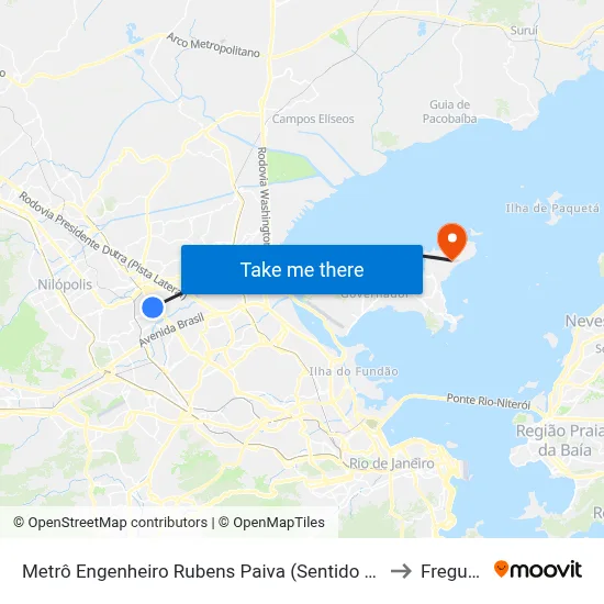 Metrô Engenheiro Rubens Paiva (Sentido Coelho Neto) to Freguesia map