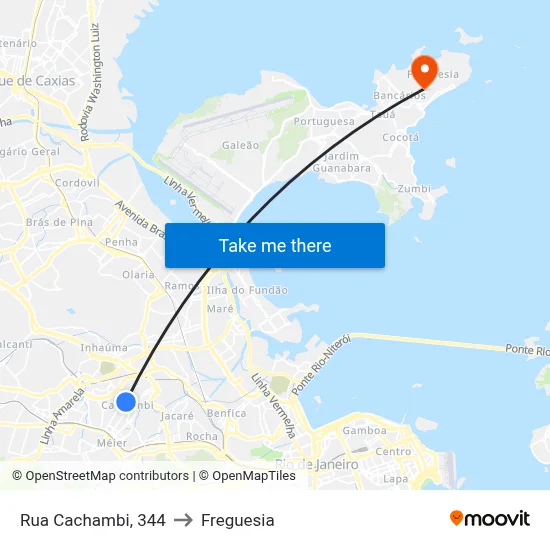 Rua Cachambi, 344 to Freguesia map