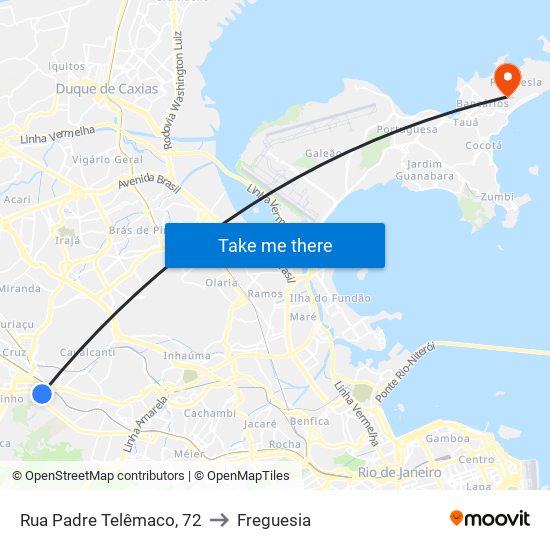 Rua Padre Telêmaco, 72 to Freguesia map