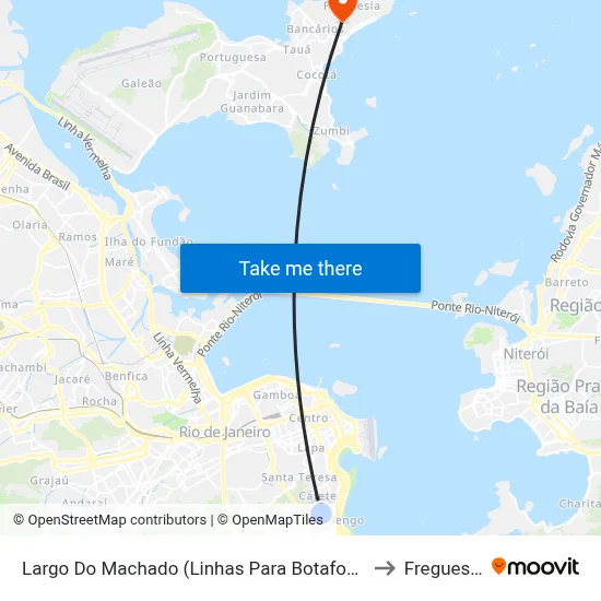 Largo Do Machado (Linhas Para Botafogo) to Freguesia map