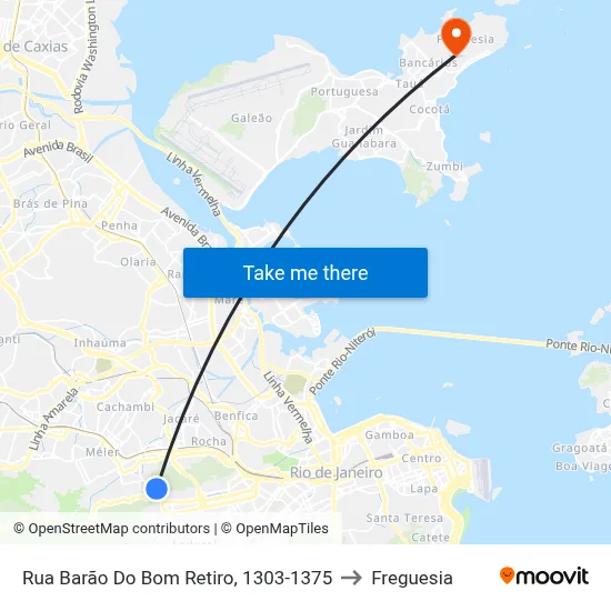 Rua Barão Do Bom Retiro, 1303-1375 to Freguesia map