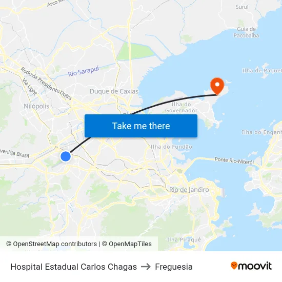 Hospital Estadual Carlos Chagas to Freguesia map