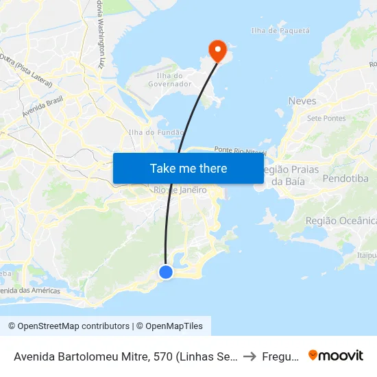 Avenida Bartolomeu Mitre, 570 (Linhas Sentido Barra) to Freguesia map