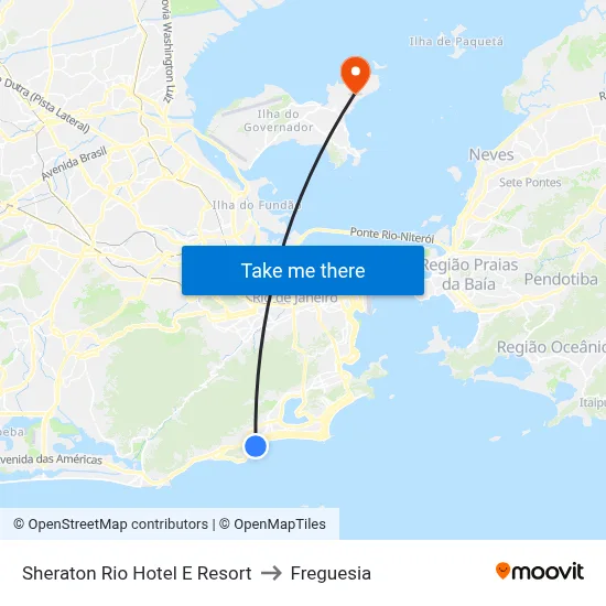 Sheraton Rio Hotel E Resort to Freguesia map