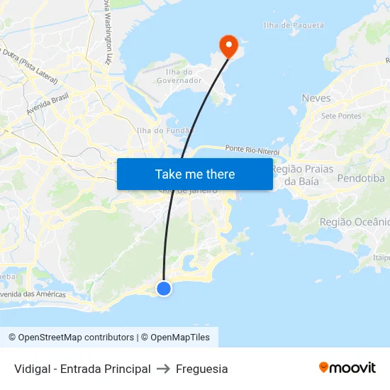 Vidigal - Entrada Principal to Freguesia map