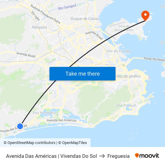 Avenida Das Américas | Vivendas Do Sol to Freguesia map