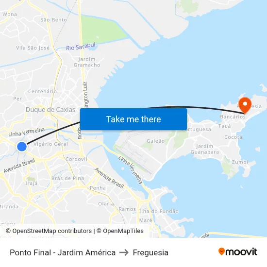 Ponto Final - Jardim América to Freguesia map