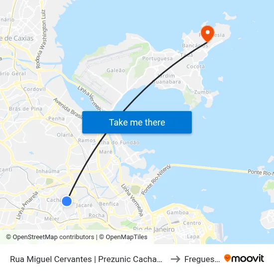 Rua Miguel Cervantes | Prezunic Cachambi to Freguesia map