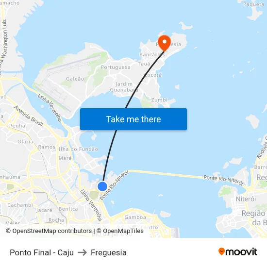 Ponto Final - Caju to Freguesia map