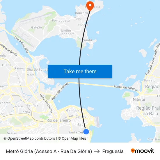 Metrô Glória (Acesso A - Rua Da Glória) to Freguesia map
