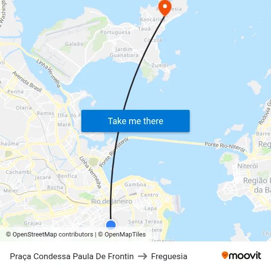 Praça Condessa Paula De Frontin to Freguesia map