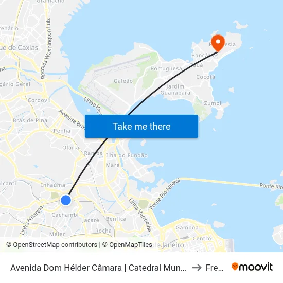 Avenida Dom Hélder Câmara | Catedral Mundial Da Fé (Sentido Norte Shopping) to Freguesia map
